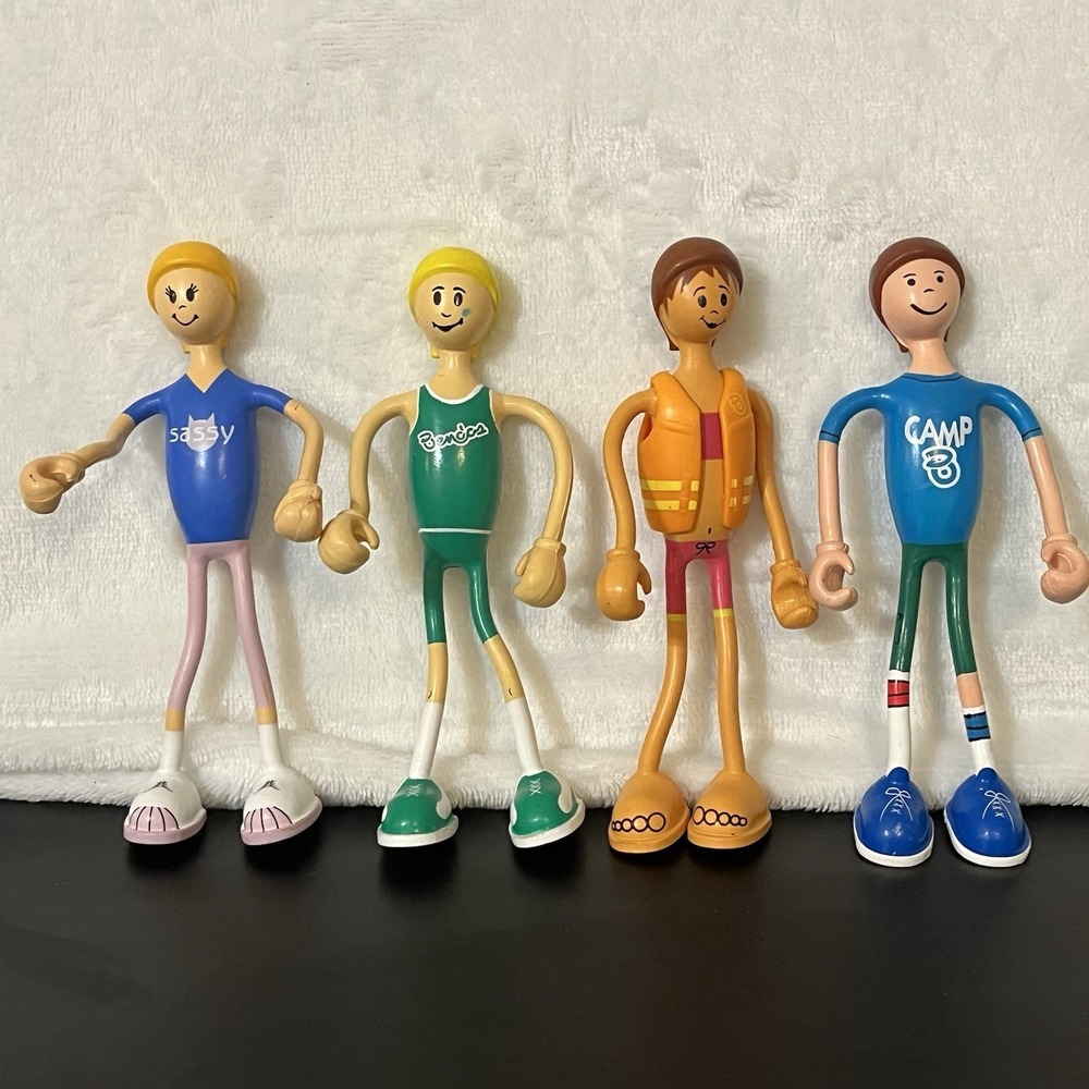 Kid Galaxy BENDOS Bendable 4 Figures Lot Swimming Basketball Camp Mindy Sassy